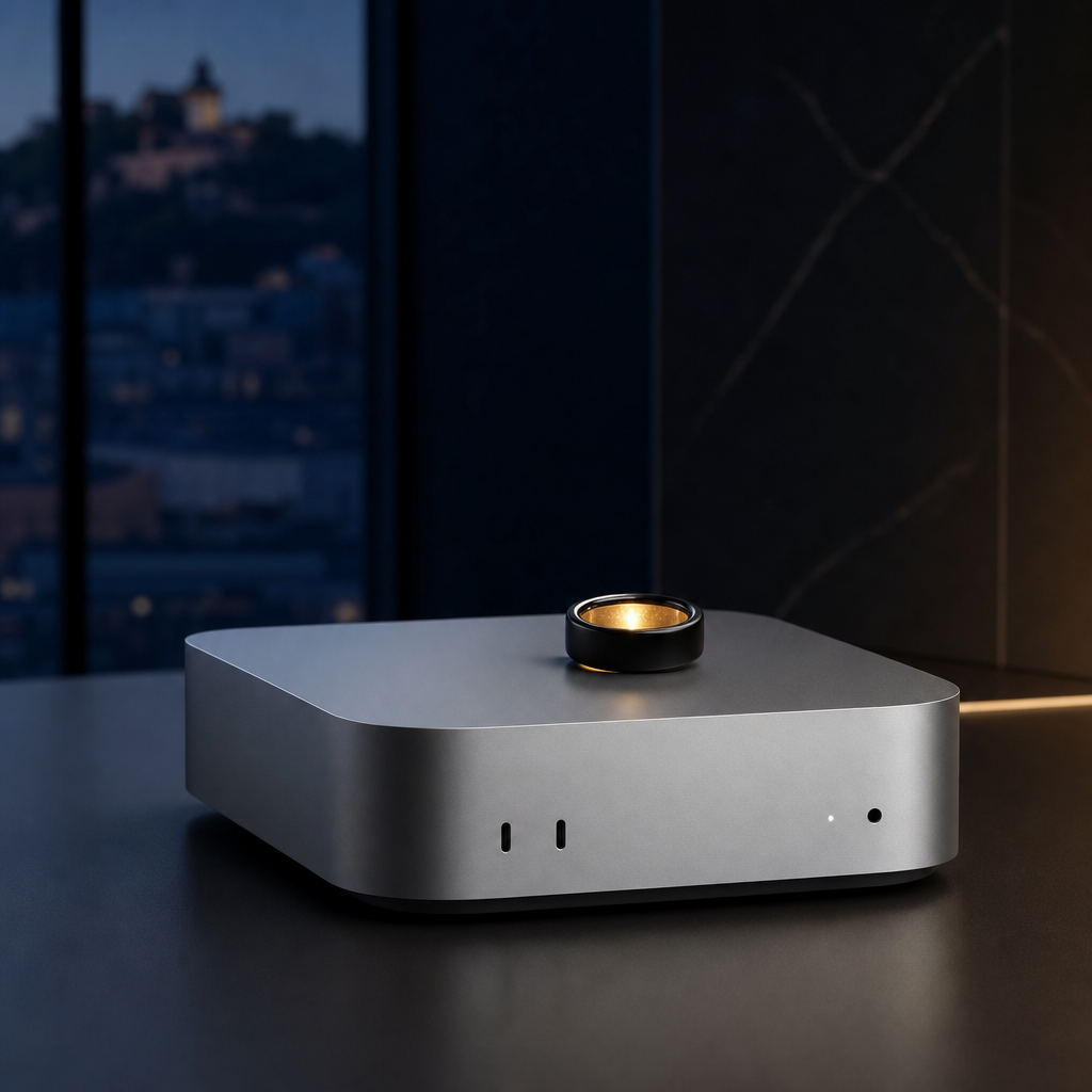 PERGENT Mini Mac mit Smart Ring als lokales KI-Setup